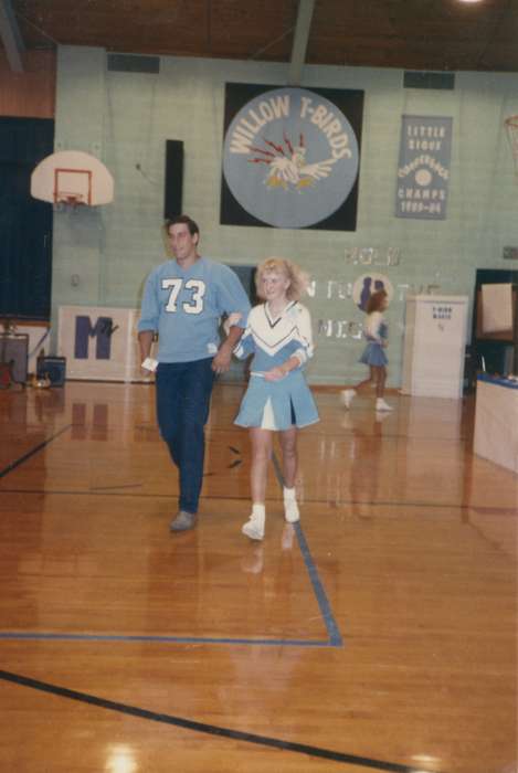football, school, gym, Schools and Education, cheerleader, Zubrod, Kevin and Deanna, Iowa History, Quimby, IA, gymnasium, Iowa, history of Iowa, high school, Sports