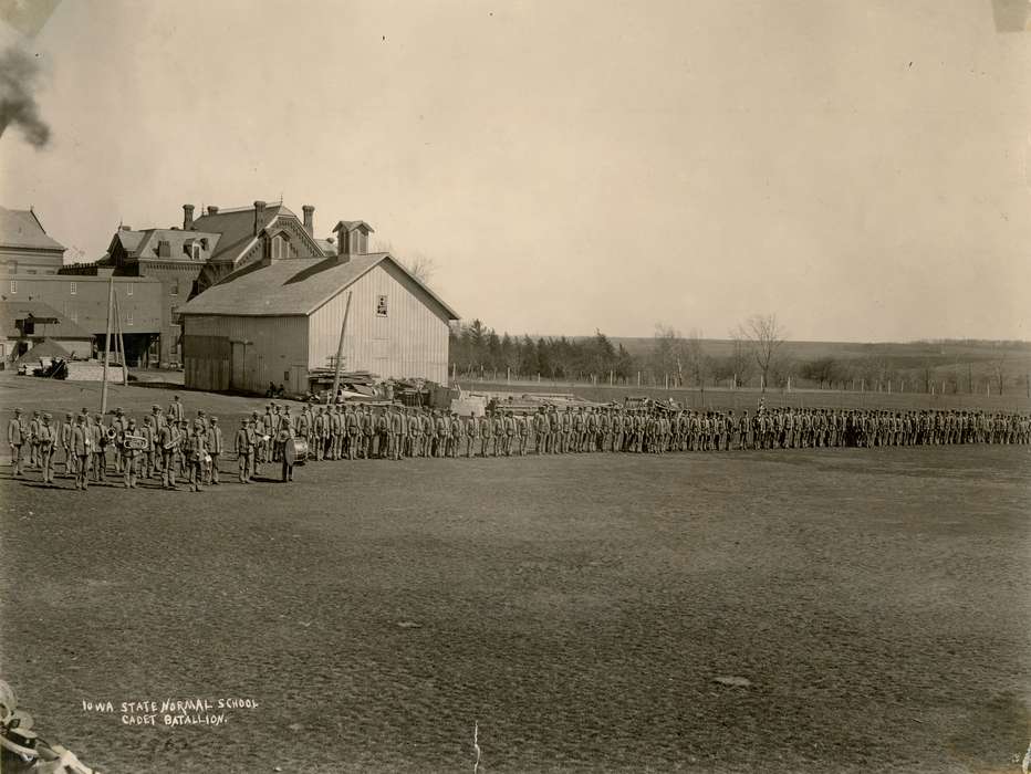 military training, Iowa History, iowa state normal school, history of Iowa, battalion, UNI Special Collections & University Archives, uni, Military and Veterans, Schools and Education, Iowa, university of northern iowa