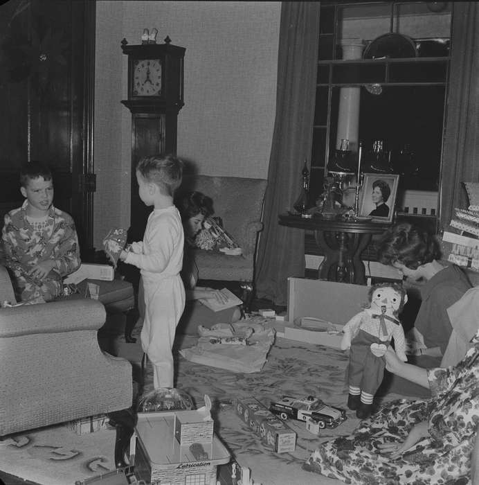 IA, historic, grandfather clock, pajamas, presents, Coon Rapids, Families, christmas, Homes, raggedy ann, Iowa, toy cars, United States, Photos, Holidays, history, ia, Coon Rapids Enterprise, Children