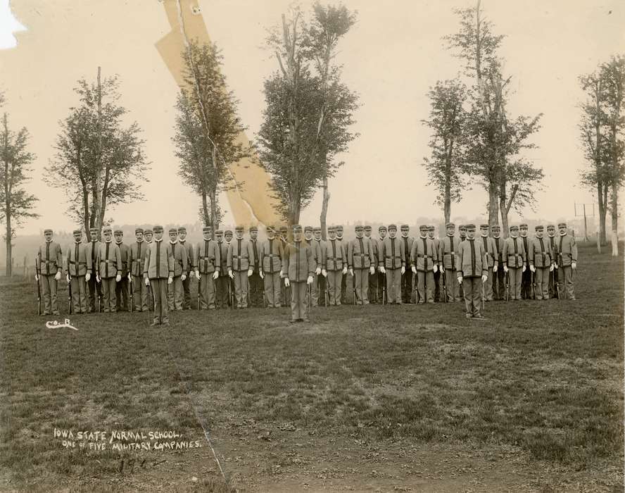 Military and Veterans, Schools and Education, university of northern iowa, UNI Special Collections & University Archives, uni, iowa state normal school, battalion, military training, Iowa History, Iowa, history of Iowa