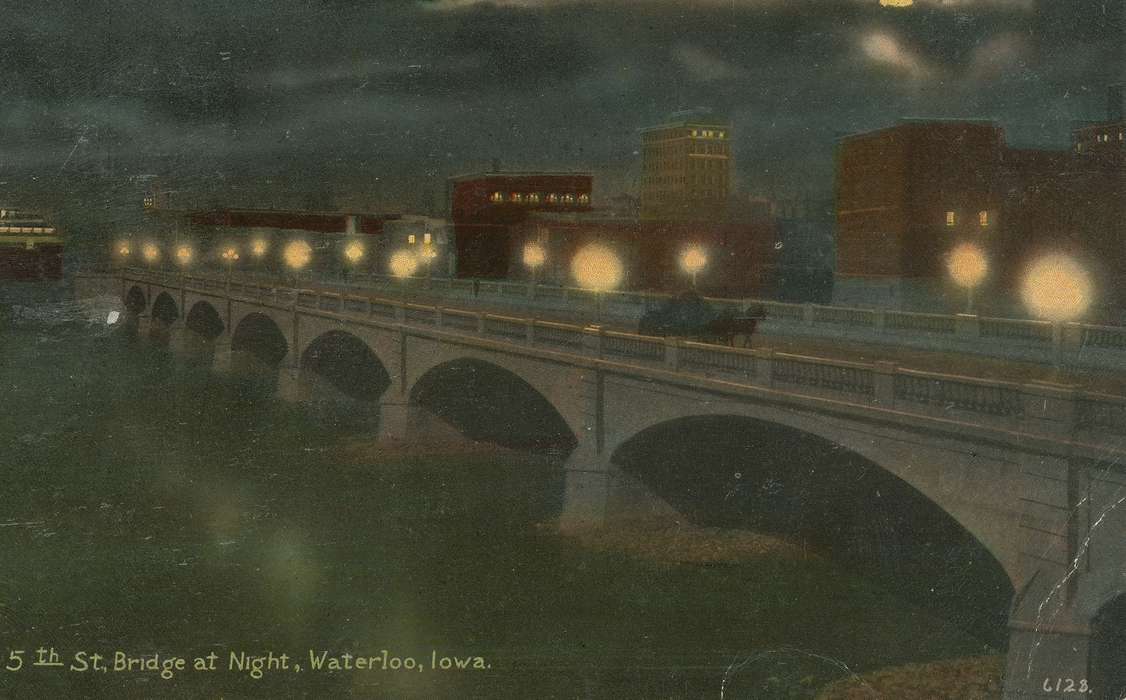 ia, IA, history, postcard, bridge, Cities and Towns, Waterloo, historic, Lakes, Rivers, and Streams, Olsson, Ann and Jons, Iowa, Black Hawk, United States, Photos