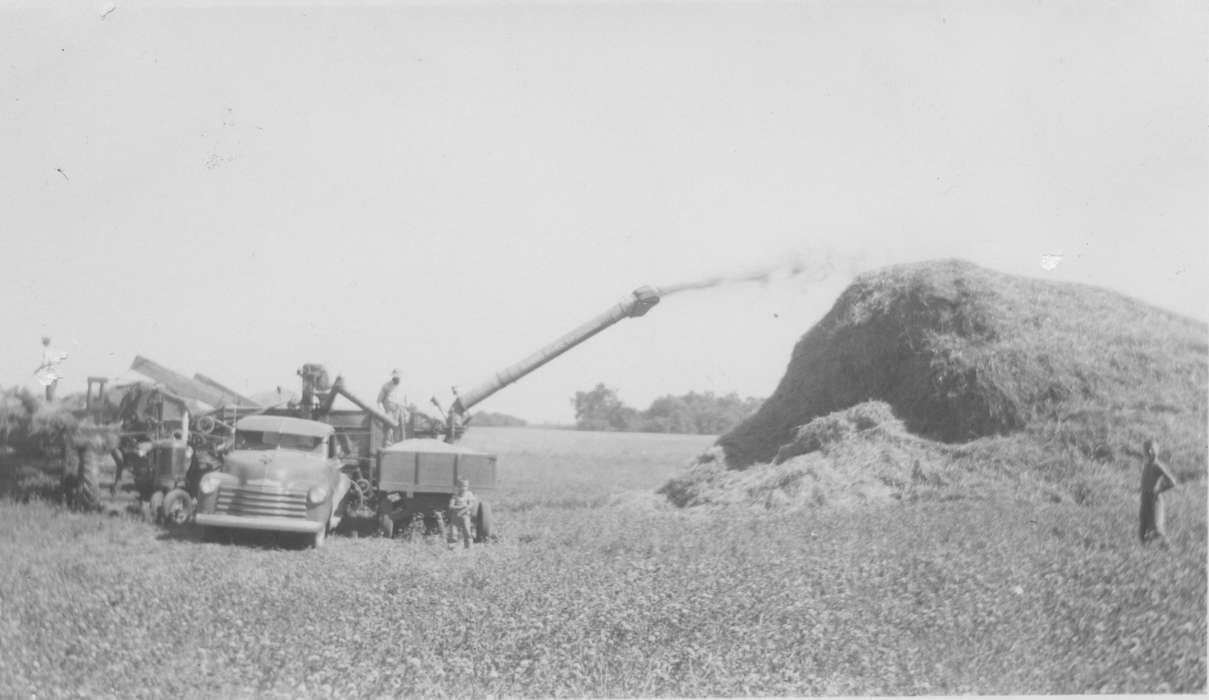 field, IA, Farming Equipment, history of Iowa, Farms, workers, Fouche, Shirley, hay, harvest, Iowa History, Iowa, truck