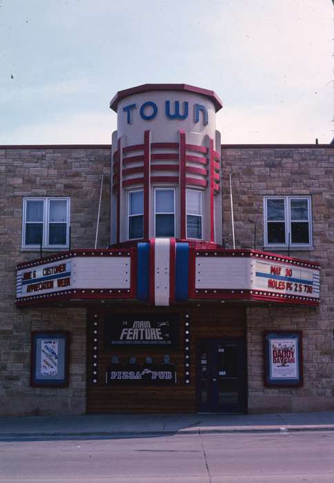 Iowa History, marquee, Businesses and Factories, mainstreet, brick building, history of Iowa, movie theater, Cities and Towns, Iowa, Main Streets & Town Squares, storefront, Library of Congress