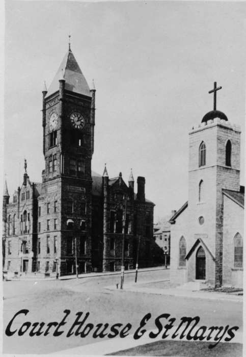 Religious Structures, Prisons and Criminal Justice, Iowa, court house, church, Main Streets & Town Squares, catholic, Iowa History, history of Iowa, Lemberger, LeAnn, Ottumwa, IA, Cities and Towns