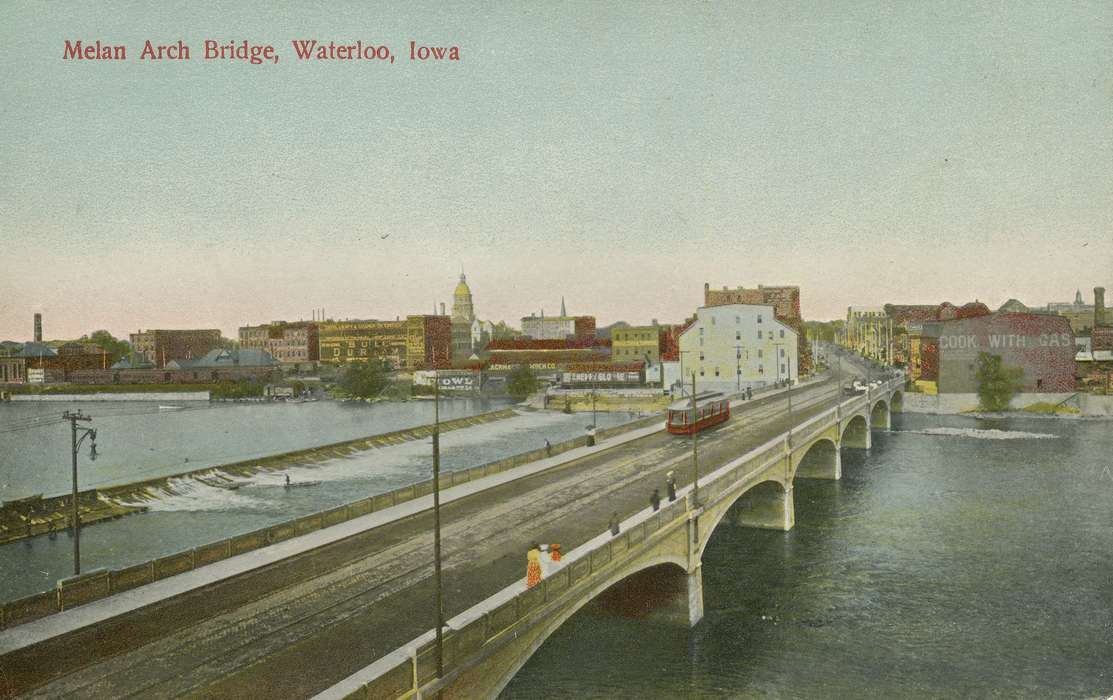 ia, IA, history, postcard, bridge, Cities and Towns, Waterloo, historic, Lakes, Rivers, and Streams, Olsson, Ann and Jons, Iowa, Black Hawk, United States, Photos