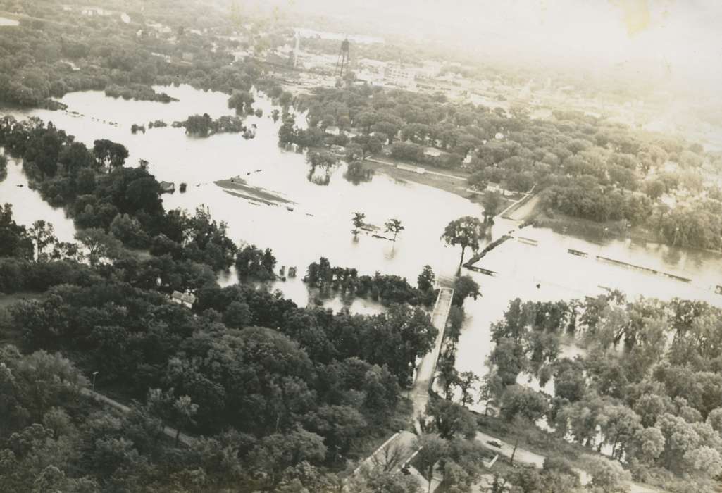 history of Iowa, Cities and Towns, McMurray, Doug, forest, Floods, Iowa History, Lakes, Rivers, and Streams, Iowa, water tower, Aerial Shots, road, Webster City, IA