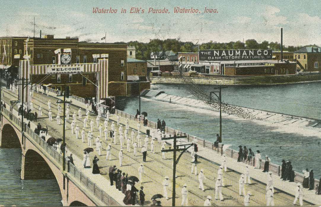 ia, IA, history, postcard, historic, Waterloo, Entertainment, Olsson, Ann and Jons, Iowa, Black Hawk, United States, parade, Photos