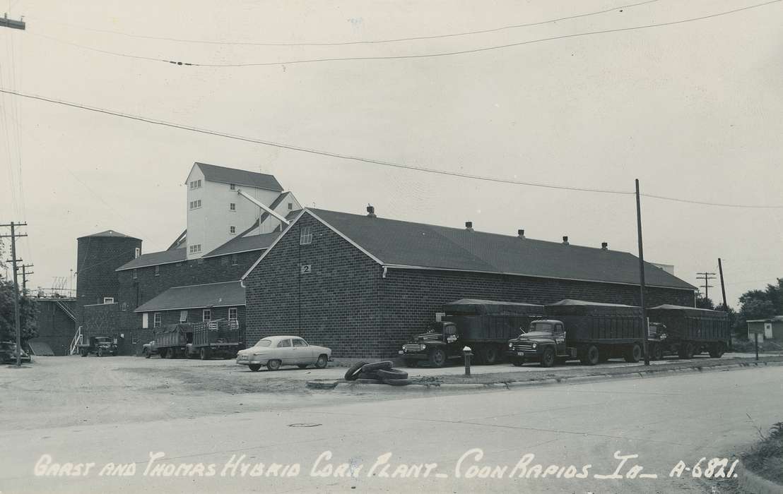 grain elevator, Motorized Vehicles, Businesses and Factories, Cities and Towns, fire hydrant, Coon Rapids Enterprise, Main Streets & Town Squares, Labor and Occupations, truck, brick building