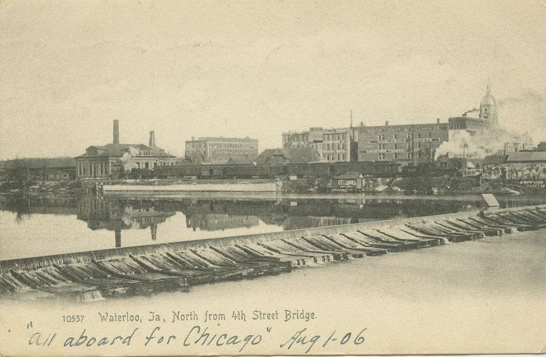 ia, IA, history, postcard, historic, Waterloo, Cities and Towns, Olsson, Ann and Jons, Iowa, Black Hawk, United States, Photos, train
