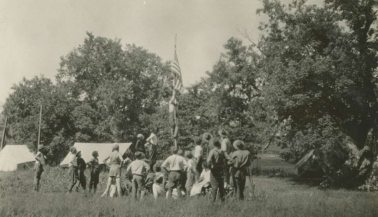 flagpole, boy scouts, Outdoor Recreation, Iowa, Children, McMurray, Doug, camping, Iowa History, flag, Hamilton County, IA, history of Iowa