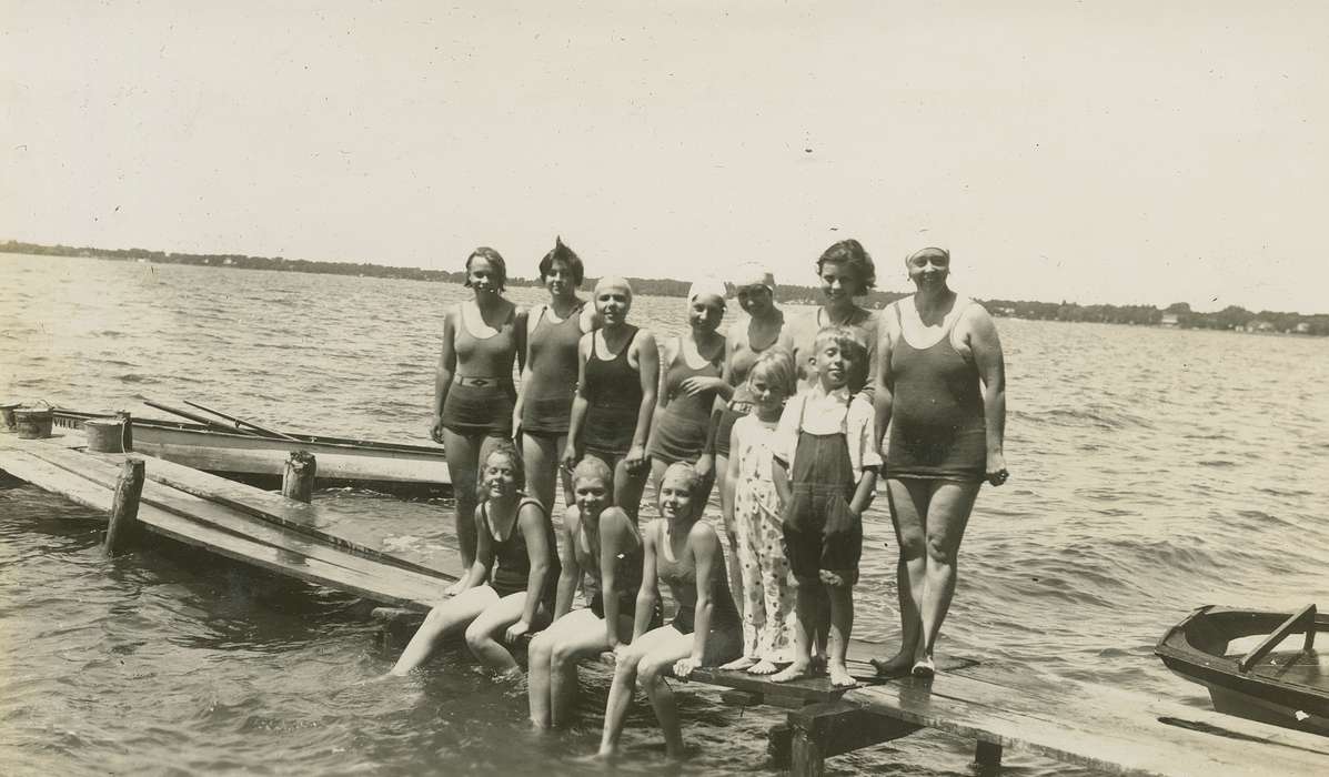 Iowa History, history of Iowa, Lakes, Rivers, and Streams, bathing suit, dock, swimsuit, Portraits - Group, McMurray, Doug, Clear Lake, IA, Iowa