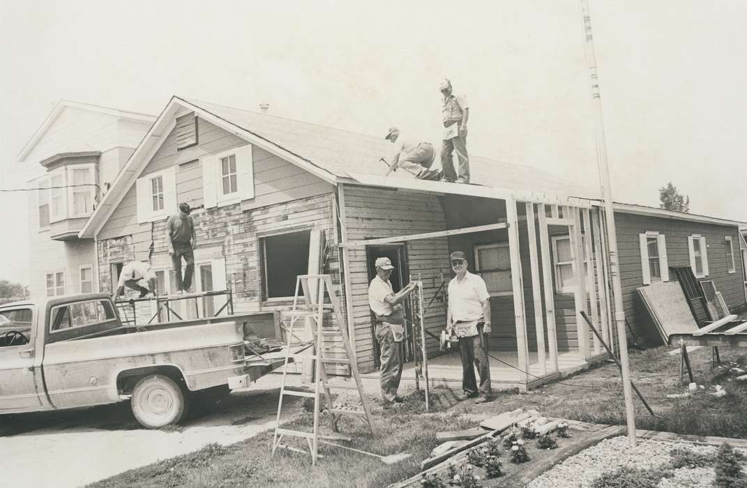 ladder, Waverly, IA, Iowa, Waverly Public Library, construction, scaffolding, Military and Veterans, Motorized Vehicles, Iowa History, history of Iowa, construction materials