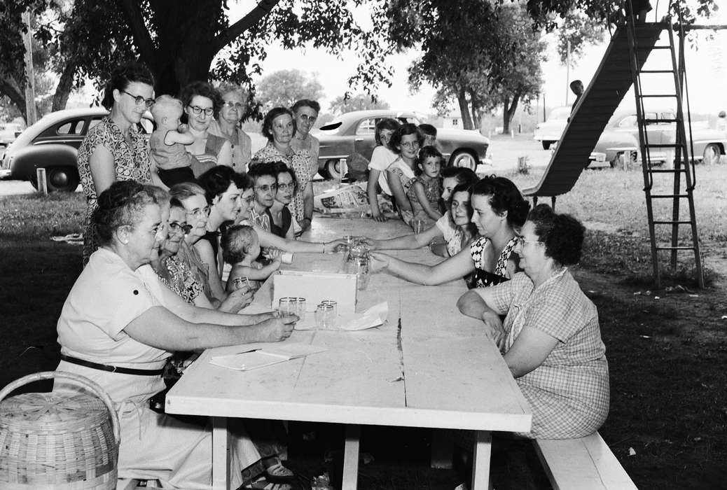car, Coon Rapids, toddler, outside, Coon Rapids Enterprise, ia, Photos, history, picnic basket, Iowa, Leisure, woman, baby, IA, child, picnic table, slide, historic, United States