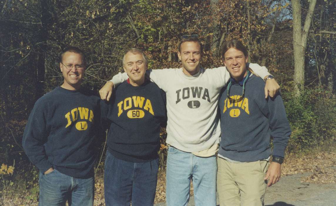 father, sweatshirt, history of Iowa, Iowa, hawkeyes, Iowa History, Brechwald, Linda, Portraits - Group, Families, Iowa City, IA, Schools and Education, men, brothers, university of iowa