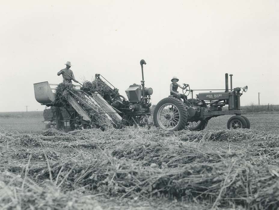 john deere, farmer, Farming Equipment, correct date needed, Farms, tractor, machinery, Waverly Public Library, Iowa History, field, Waverly, Bremer, Iowa, Motorized Vehicles, history of Iowa, bales, Labor and Occupations