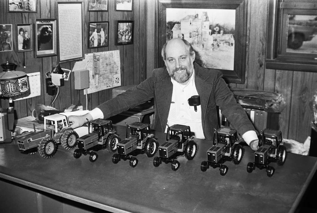 Coon Rapids Enterprise, Coon Rapids, Iowa, historic, Photos, desk, United States, toy tractor, ia, history, Portraits - Individual, IA