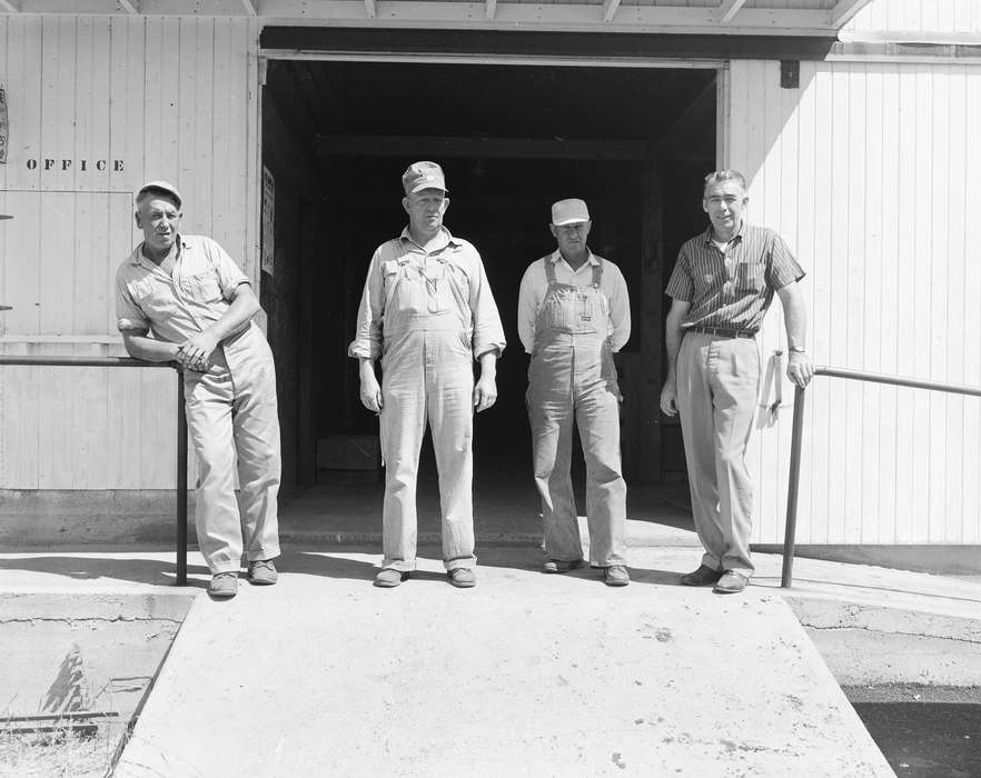 Coon Rapids, cap, history, historic, United States, IA, Iowa, smile, Coon Rapids Enterprise, ia, Businesses and Factories, coveralls, Photos, Portraits - Group