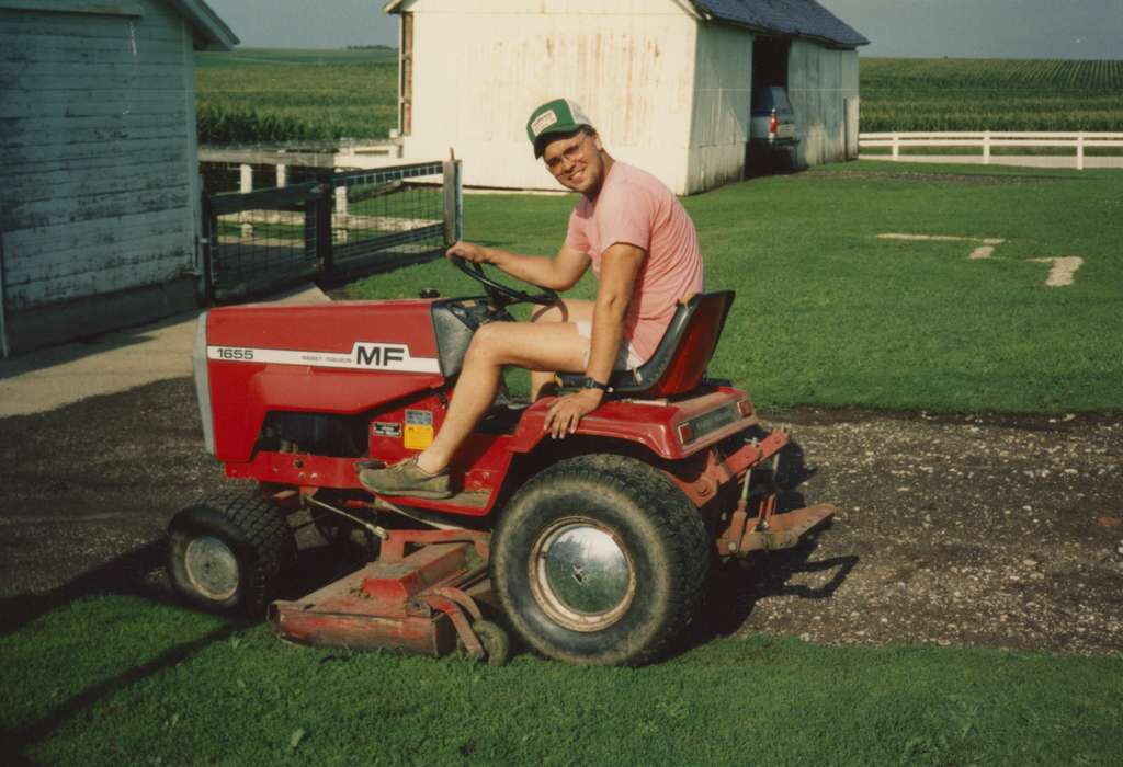 lawn mower, Iowa, Iowa History, Barns, Farms, history of Iowa, Farming Equipment, massey ferguson, Breja, Janice, tractor, Portraits - Individual, IA
