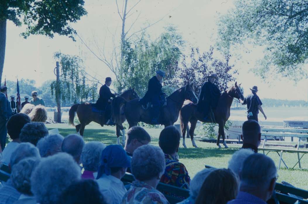 Western Home Communities, Entertainment, horse, Lakes, Rivers, and Streams, elderly, Iowa History, trees, crowd, Animals, horseback riding, Iowa, history of Iowa