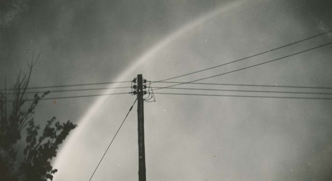 rainbow, telephone pole, weather, Iowa History, Breja, Janice, Landscapes, wires, Iowa, history of Iowa, IA