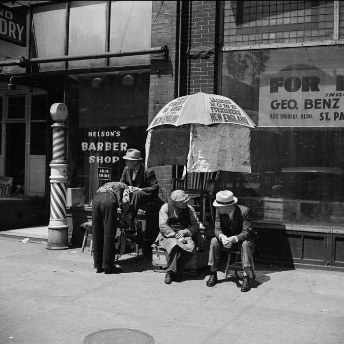 United States, umbrella, history, Photos, Minneapolis, barber shop, Minnesota, historic, shoe shine, mn, MN, Library of Congress