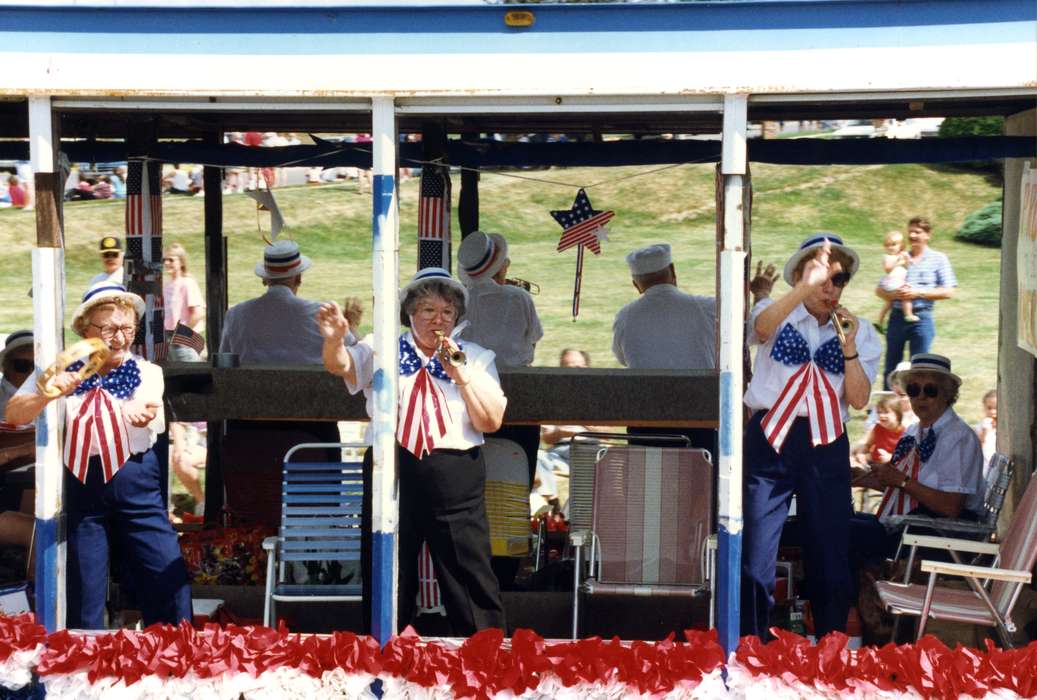 trumpet, fourth of july, Johnson County Historical Society, Fairs and Festivals, tambourine, Holidays, Entertainment, parade, band, boater hat