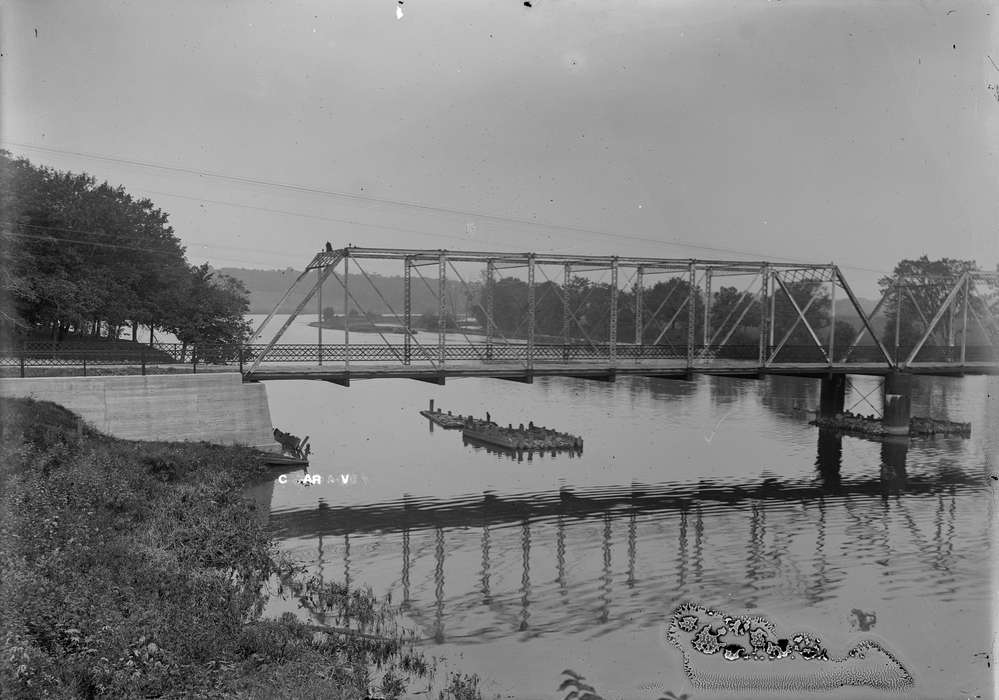 Iowa History, Iowa, Waverly Public Library, Lakes, Rivers, and Streams, bridge, Landscapes, history of Iowa, river
