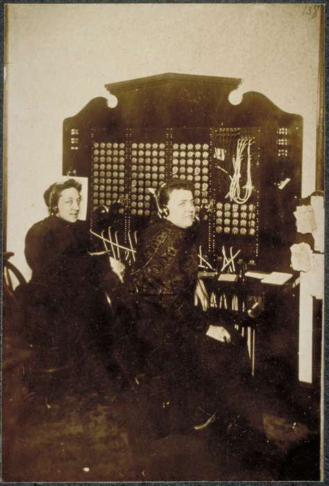 Iowa, Stamford, CT, history of Iowa, woman, switchboard, Iowa History, Archives & Special Collections, University of Connecticut Library, women at work, phone