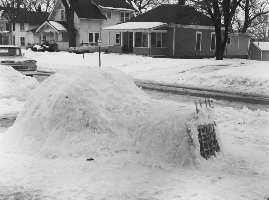 Iowa, snow, igloo, IA, United States, Cities and Towns, Photos, historic, Motorized Vehicles, Coon Rapids, Coon Rapids Enterprise, history, ia, snow pile, sticks
