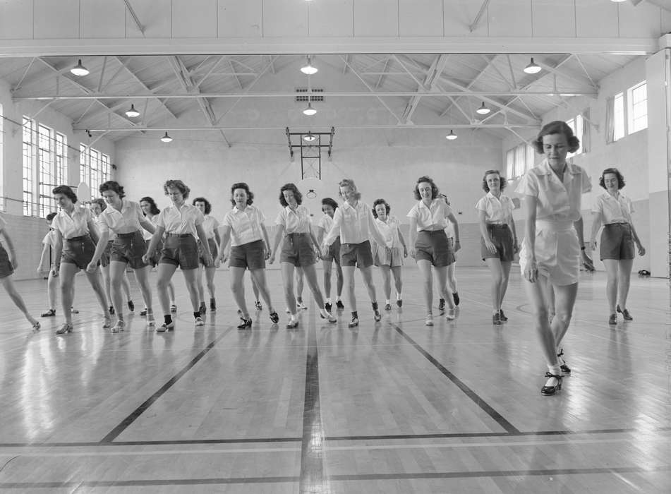 gymnasium, dancing, Library of Congress, Iowa, Iowa History, Schools and Education, young women, history of Iowa