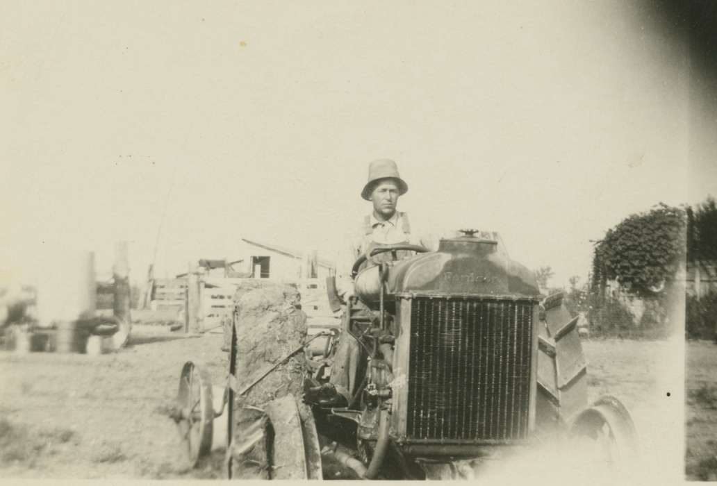 McVey, Michael and Tracy, Portraits - Individual, Farming Equipment, grandfather, Iowa, Iowa History, history of Iowa, Motorized Vehicles, tractor, Labor and Occupations, IA