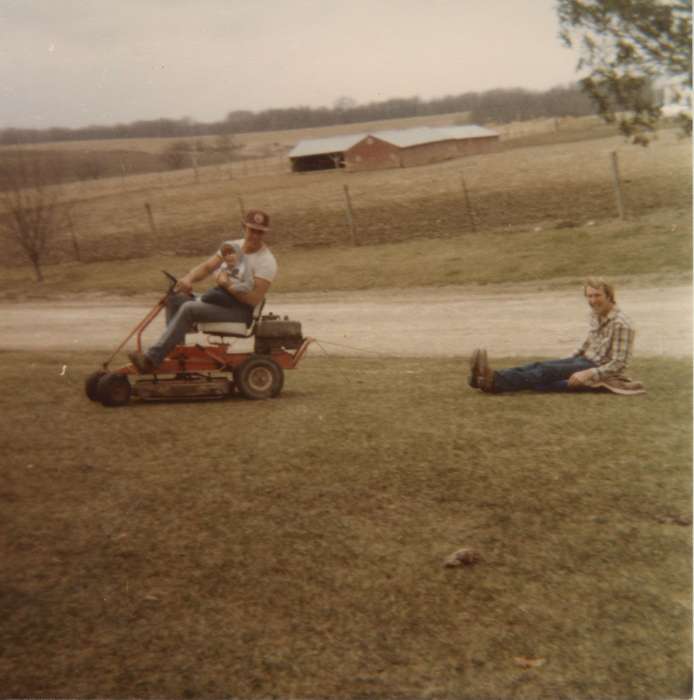 Iowa, Iowa History, Edmund, Sharon, Motorized Vehicles, history of Iowa, lawn mower, Farms, Washington County, IA