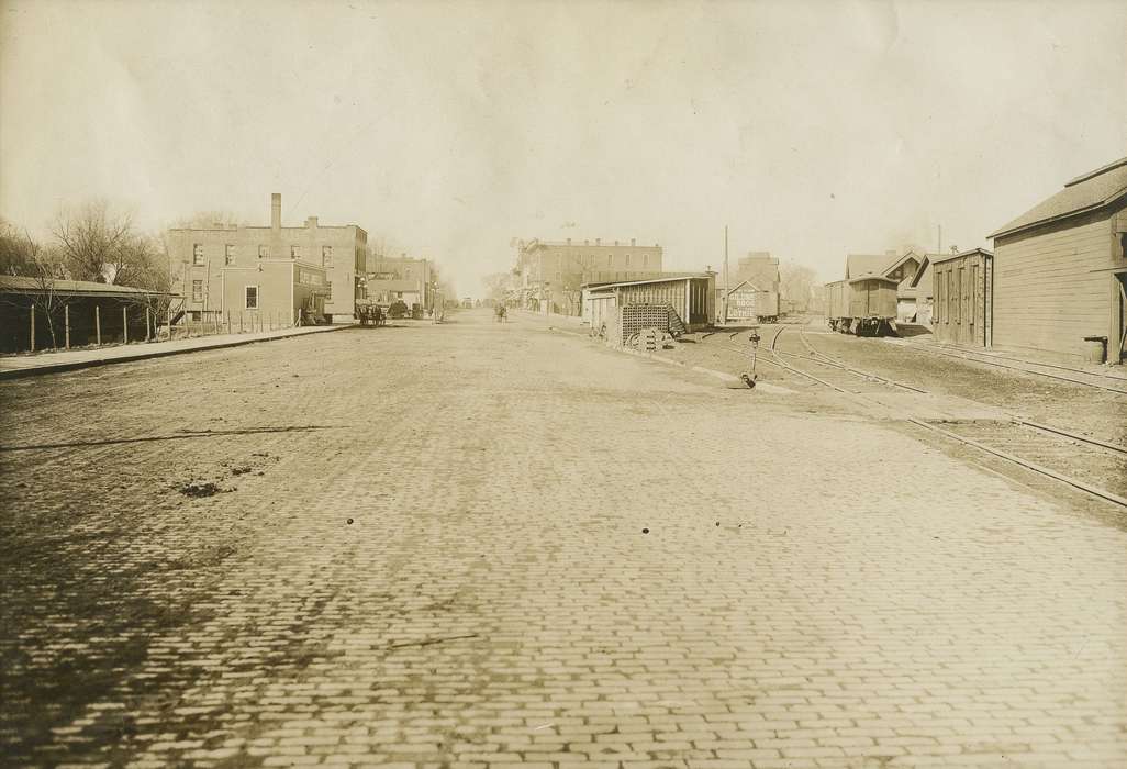 Iowa, Hatcher, Cecilia, Main Streets & Town Squares, history of Iowa, caboose, Cities and Towns, brick road, Anamosa, IA, Iowa History, train track