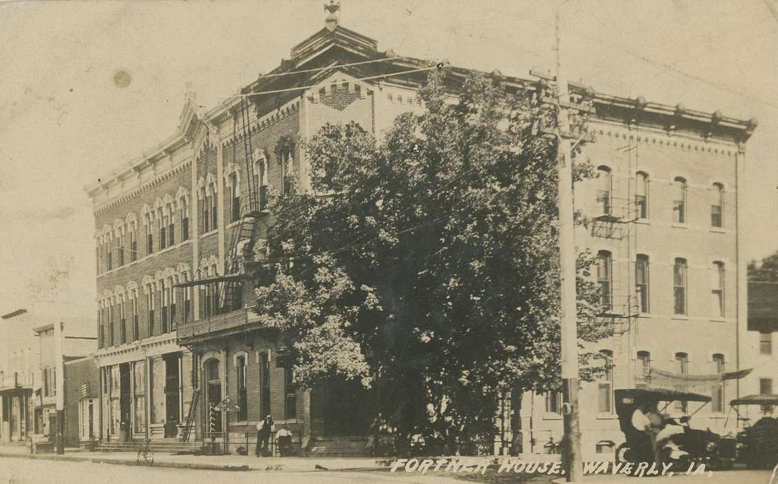 Waverly, Iowa, history, O'Brink, Lisa, building, Bremer, Main Streets & Town Squares, fire escape, tree, ia, brick, Cities and Towns, historic, United States, Photos, fortner house, IA, car