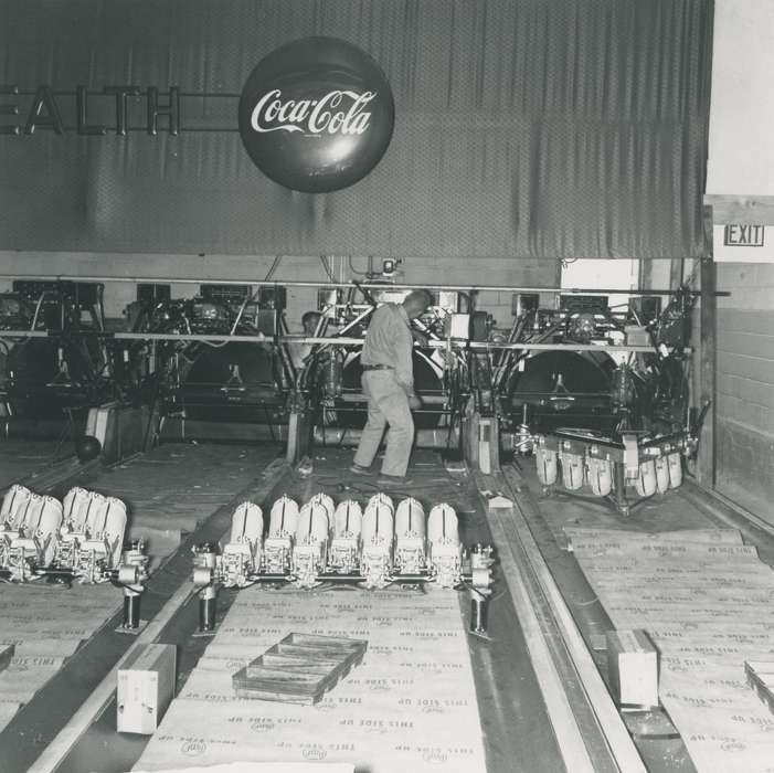 IA, Iowa History, coca cola, construction, history of Iowa, Entertainment, bowling, Waverly Public Library, bowling alley, Labor and Occupations, Iowa, construction crew