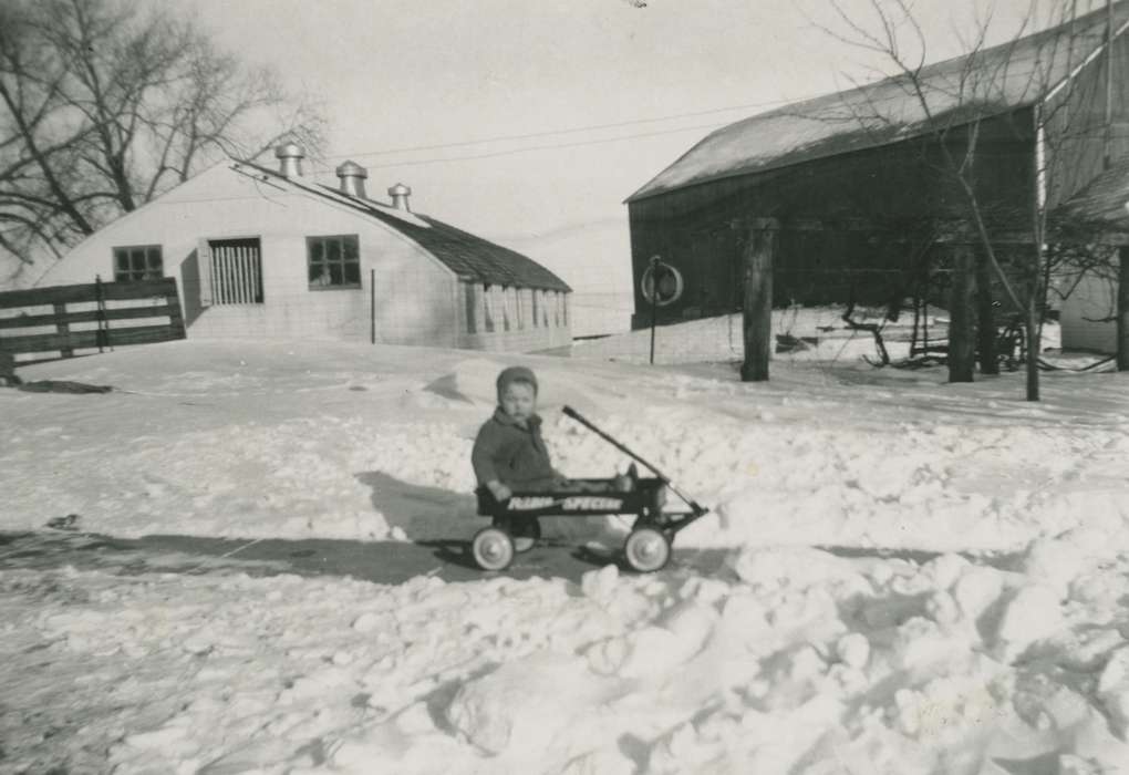 Farms, Griffin, Allan, wagon, Barns, Iowa History, history of Iowa, Children, Iowa, Farley, IA, Portraits - Individual, snow