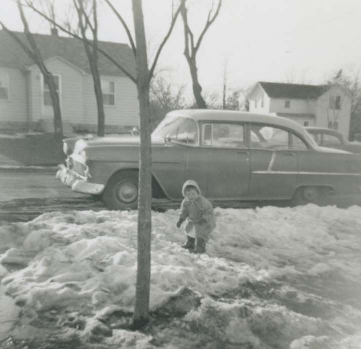 snow, Motorized Vehicles, car, Morales, Tina, Gilbertville, IA, Children, Iowa History, Winter, baby, Iowa, history of Iowa