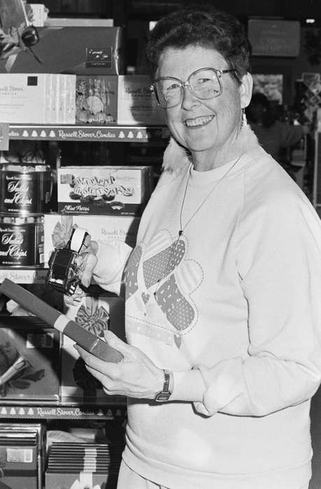 candy bar, history, historic, glasses, Portraits - Individual, ia, Iowa, smile, Coon Rapids Enterprise, gift shop, Leisure, chocolate, Holidays, Photos