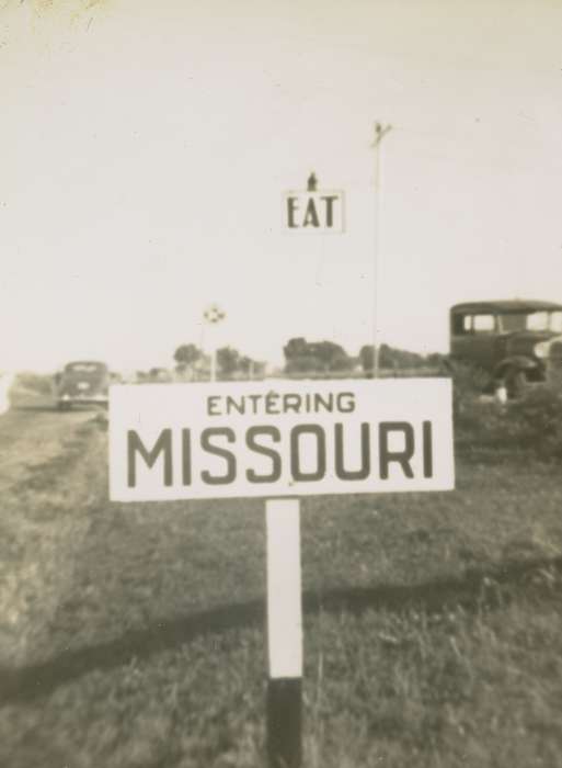 Campopiano Von Klimo, Melinda, sign, highway, MO, Motorized Vehicles, Iowa History, Iowa, Landscapes, history of Iowa