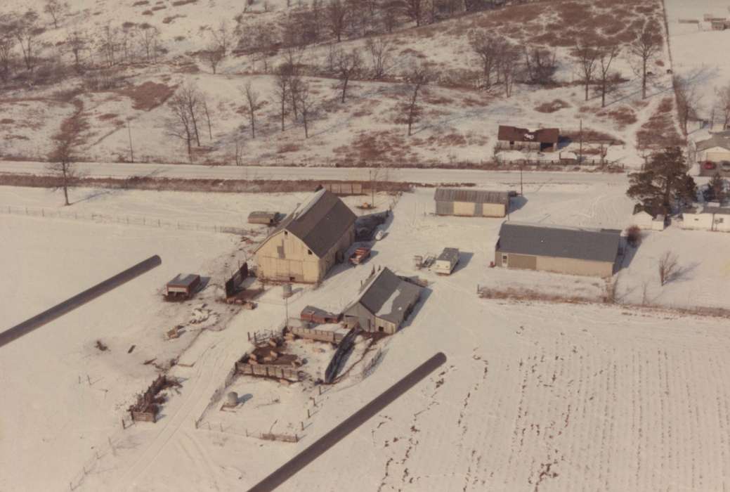 Aerial Shots, Iowa, field, Winter, Iowa History, history of Iowa, Edmund, Sharon, Washington, IA, Farms, snow, Barns