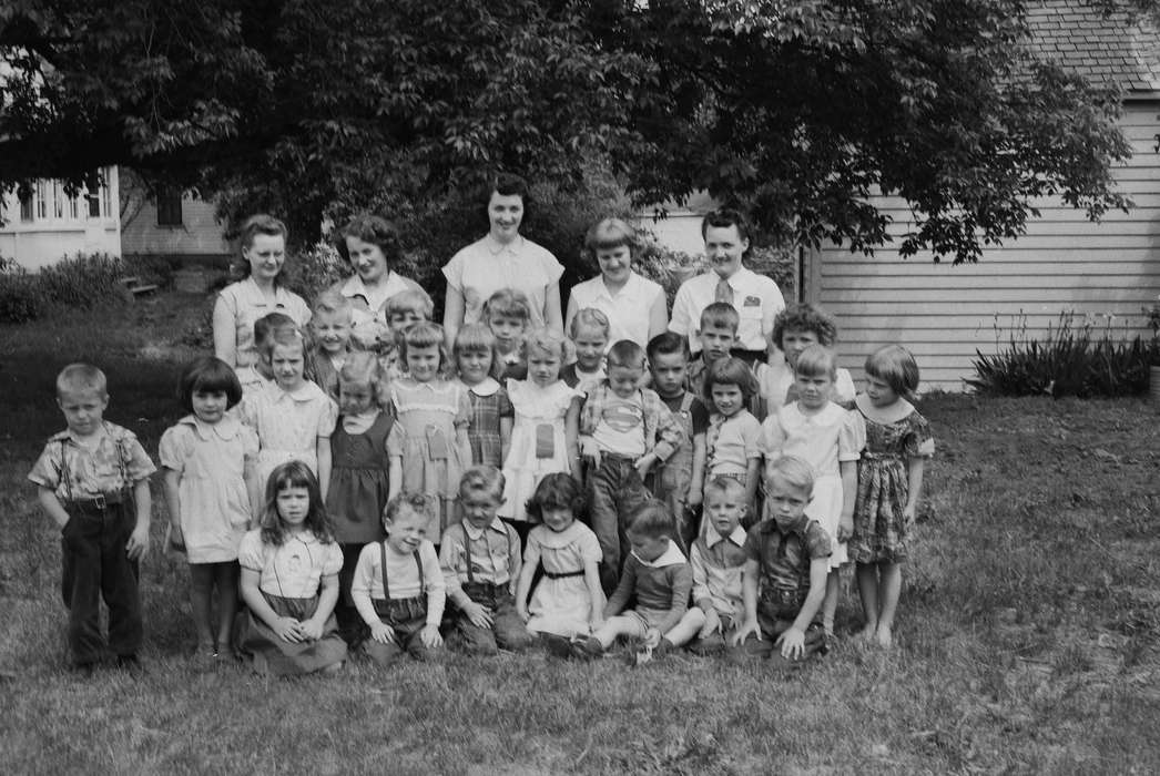 Portraits - Group, Schools and Education, history, bible school, Photos, Children, Religion, suspenders, Iowa, IA, teachers, christian church, Religious Structures, United States, ia, Coon Rapids Enterprise, historic, children, superman, Coon Rapids