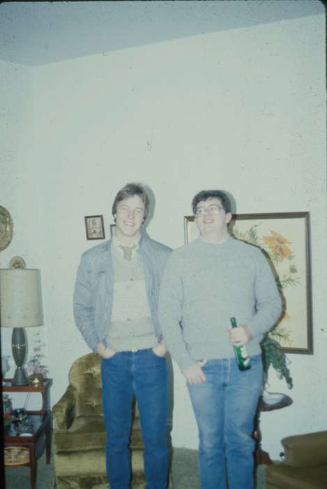 sweater vest, Homes, Morrissey, Jeff, living room, man, Iowa History, Portraits - Group, Iowa, Burlington, IA, history of Iowa
