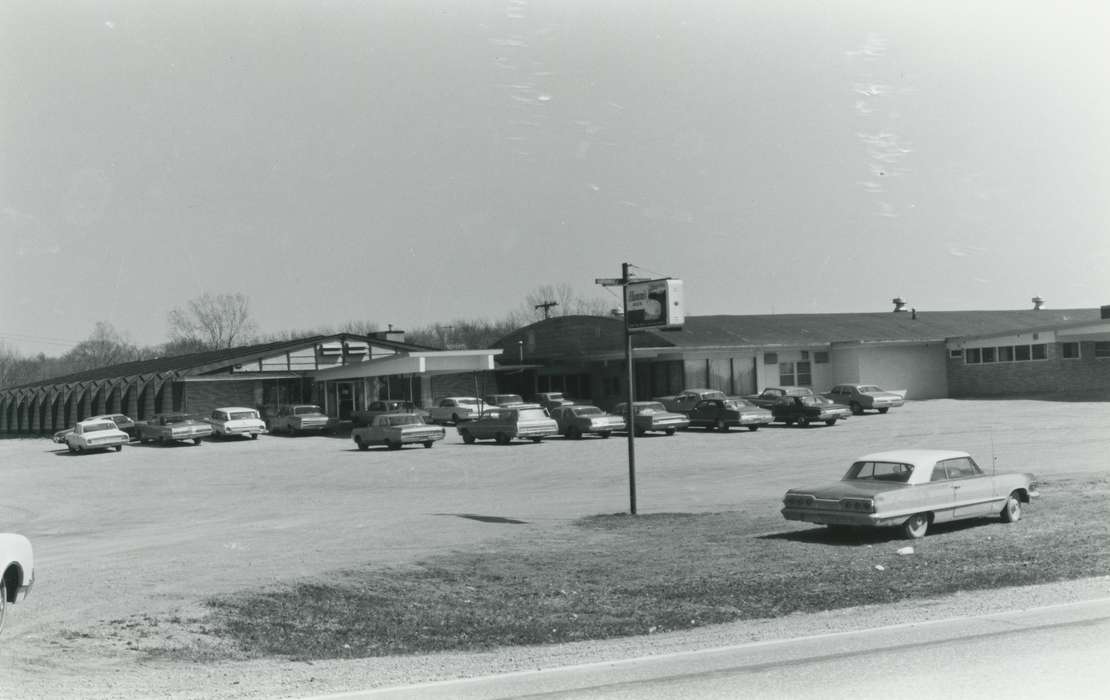 dance hall, Waverly Public Library, bowling alley, history of Iowa, parking lot, Iowa, cars, lounge, Iowa History, Businesses and Factories