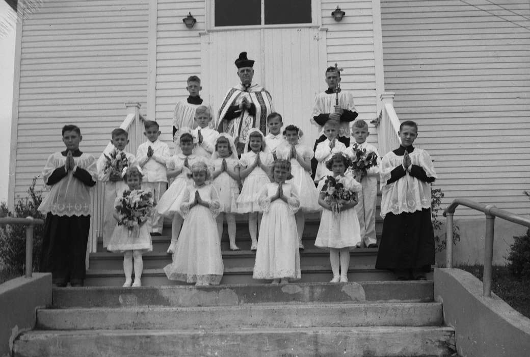 Portraits - Group, Schools and Education, history, Photos, Children, Religion, Iowa, IA, formal attire, processional cross, Religious Structures, United States, catholic school, ia, Coon Rapids Enterprise, altar boy, historic, children, Coon Rapids