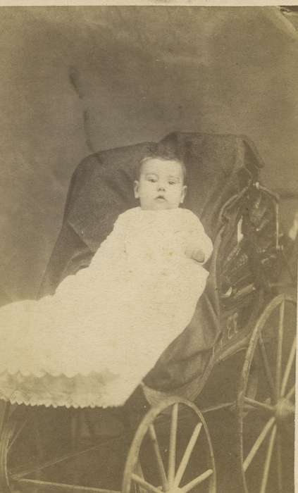 Portraits - Individual, Iowa, baby, Olsson, Ann and Jons, Iowa History, Waterloo, IA, carte de visite, history of Iowa, baby carriage, Children
