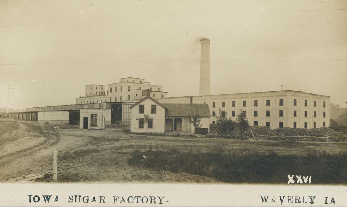 Homes, Waverly, IA, Businesses and Factories, correct date needed, house, history of Iowa, Waverly Public Library, Iowa History, Iowa, smokestack, sugar factory