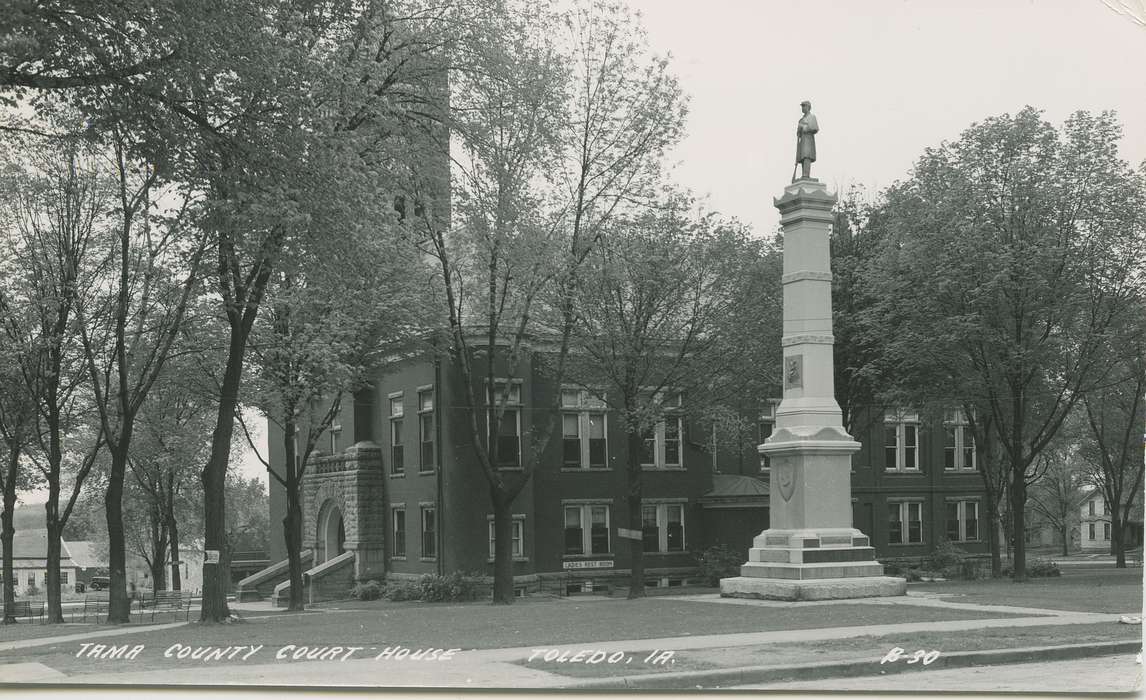 courthouse, Dean, Shirley, Iowa History, statue, Toledo, IA, Cities and Towns, Iowa, history of Iowa