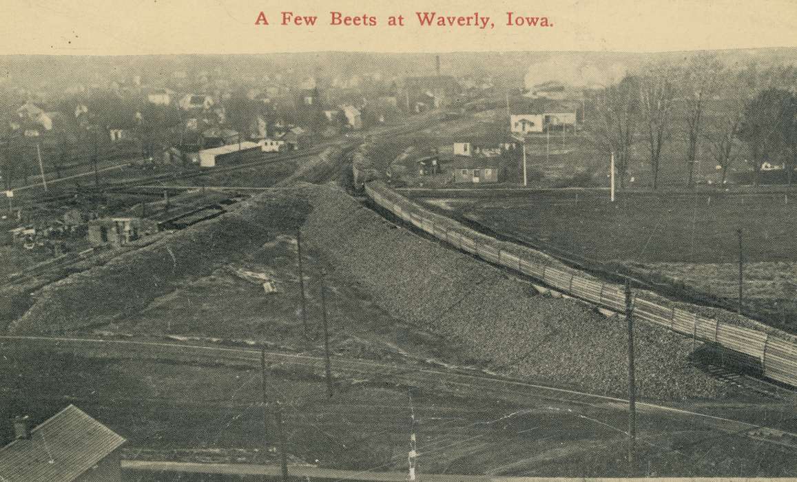 Waverly, IA, Aerial Shots, correct date needed, history of Iowa, Iowa History, Iowa, Waverly Public Library, train, beets