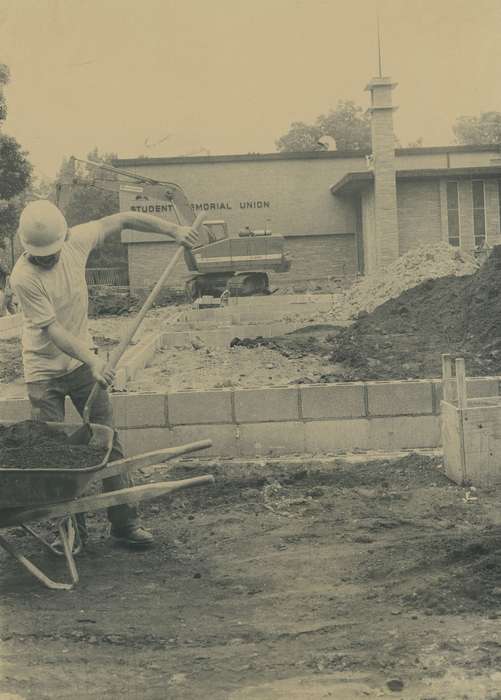 Labor and Occupations, Iowa History, Schools and Education, construction materials, Waverly, IA, Iowa, wartburg, Waverly Public Library, college, construction, wartburg college, construction crew, history of Iowa