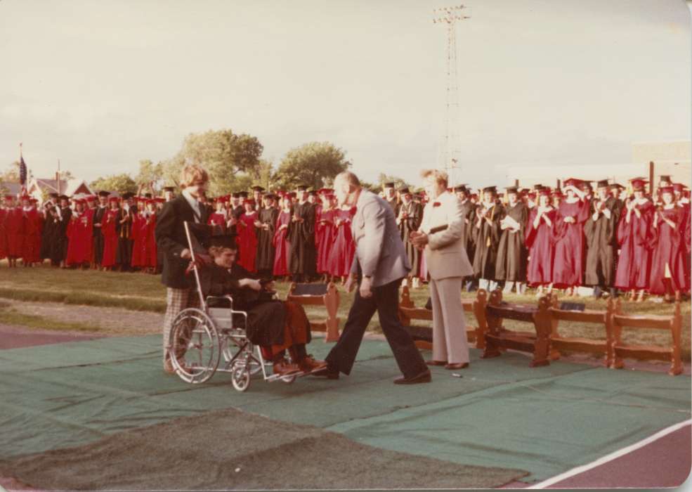 wheelchair, graduation, Norwalk, IA, Children, Iowa History, Schools and Education, Iowa, Schall, Michael, history of Iowa